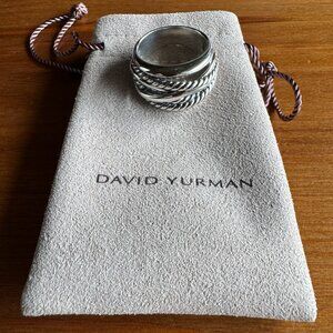 David Yurman Wide CrossOver Sterling Silver Cable Band Ring Size 9.5 and Pouch